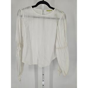 Gianni Bini Womens Sz XS Long Sleeve Boho Blouse White Textured NEW